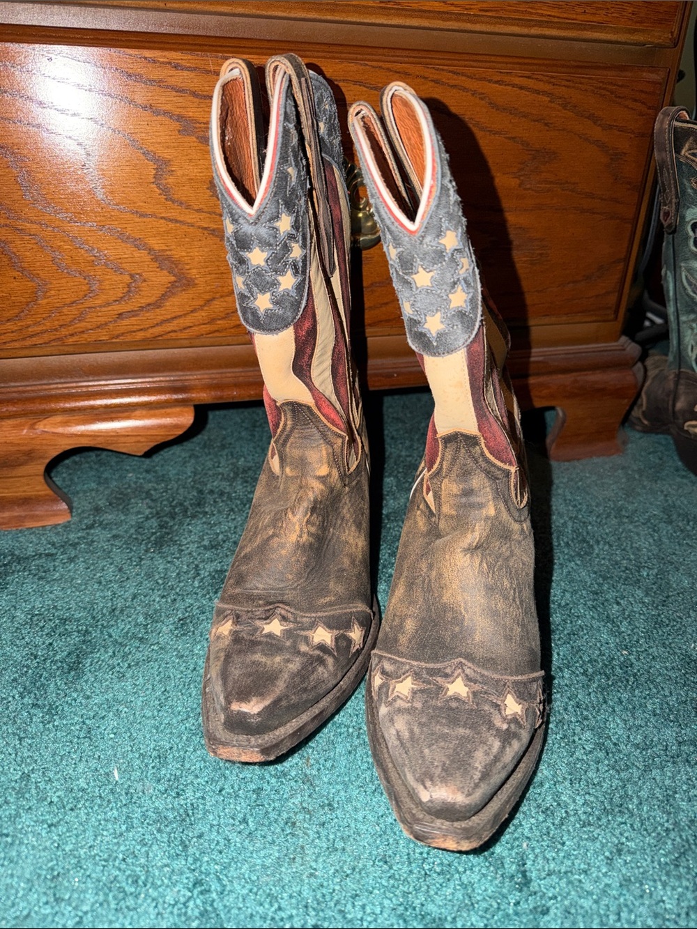 Dan Post Brown and Tan Star-Accent Western Boots